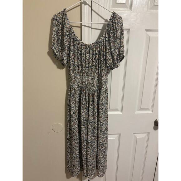 Madewell smock-waist peasant dress in blossoming vines sz large. Missing lining - Picture 12 of 14
